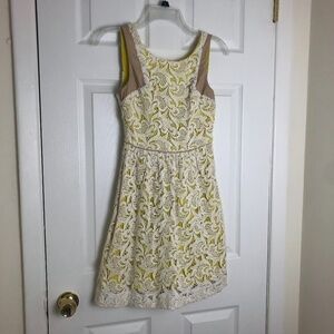 Greylin Valencia Yellow Lace Flare‎ Dress Women Size XS